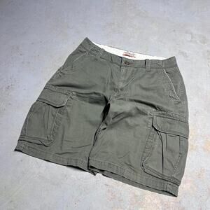 Vintage Y2K Route 66 Green Cargo Shorts Mens 32 Baggy Skater Gorpcore Utility